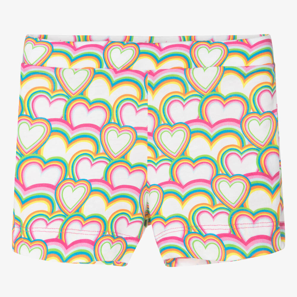 Agatha Ruiz de la Prada - Girls White & Pink Heart Cotton Shorts | Childrensalon