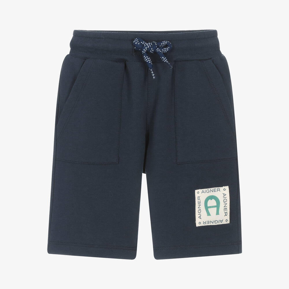 AIGNER - Baby Boys Blue Cotton Jersey Shorts | Childrensalon