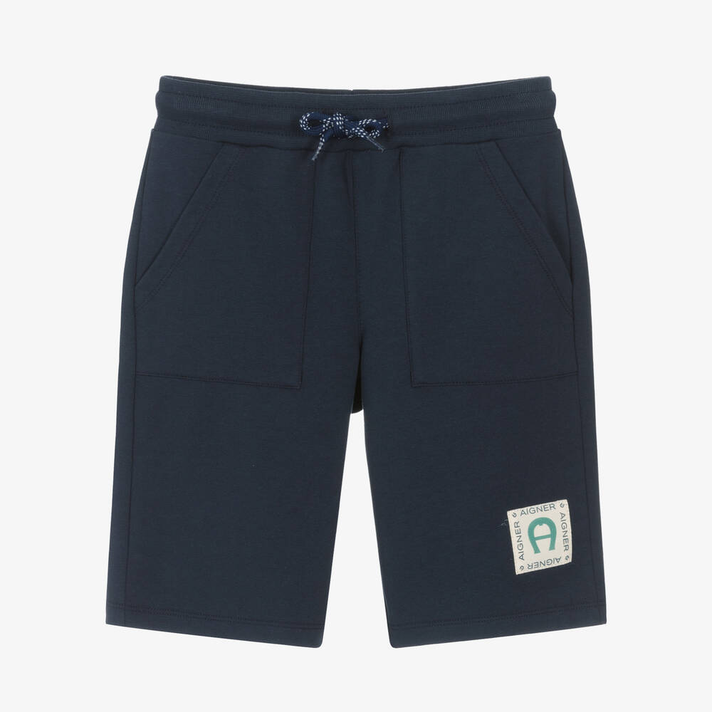 AIGNER - Boys Blue Cotton Jersey Shorts | Childrensalon