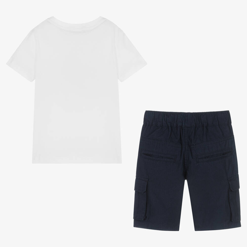 Aigner Kids logo-print cargo shorts - White