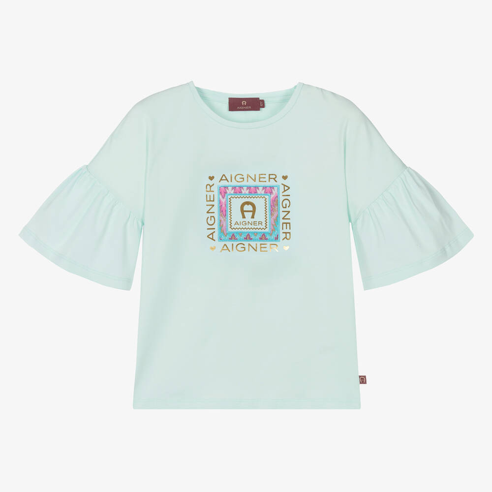 AIGNER - T-shirt bleu en coton ado fille | Childrensalon