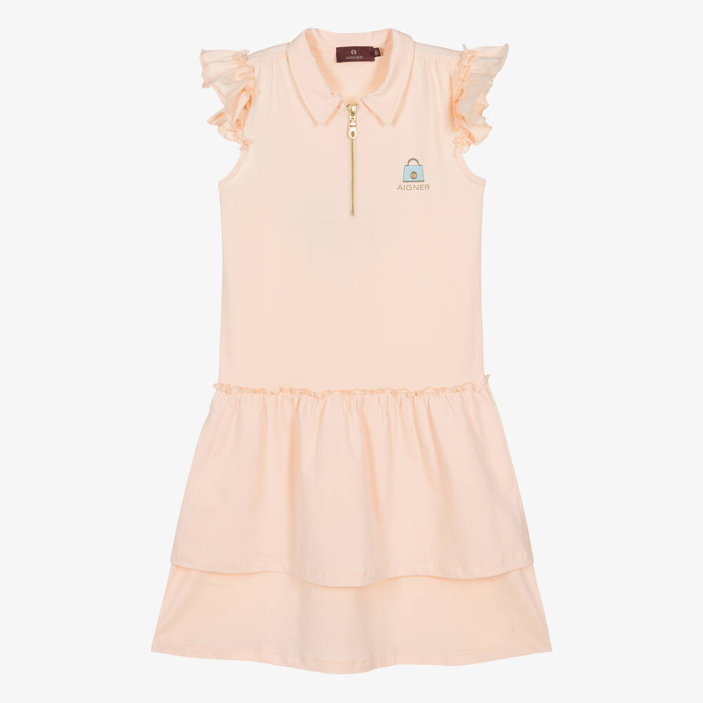 AIGNER - Robe-polo rose en coton ado | Childrensalon