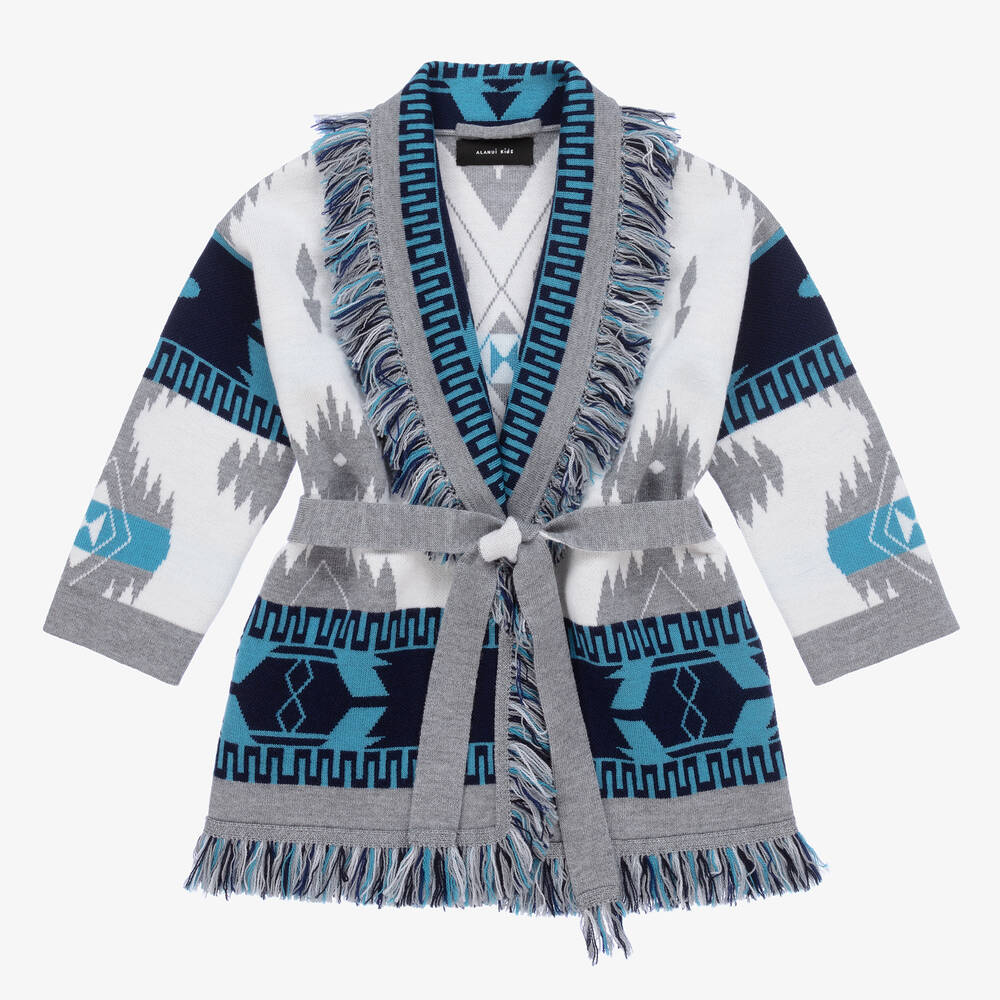 Alanui - Icon Wollstrickjacke Blau/Weiß | Childrensalon