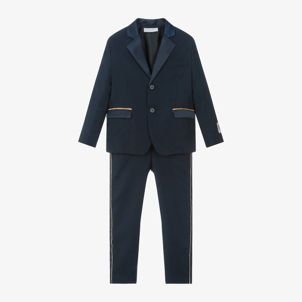 Alviero Martini - Boys Navy Blue Cotton Geo Map Suit | Childrensalon