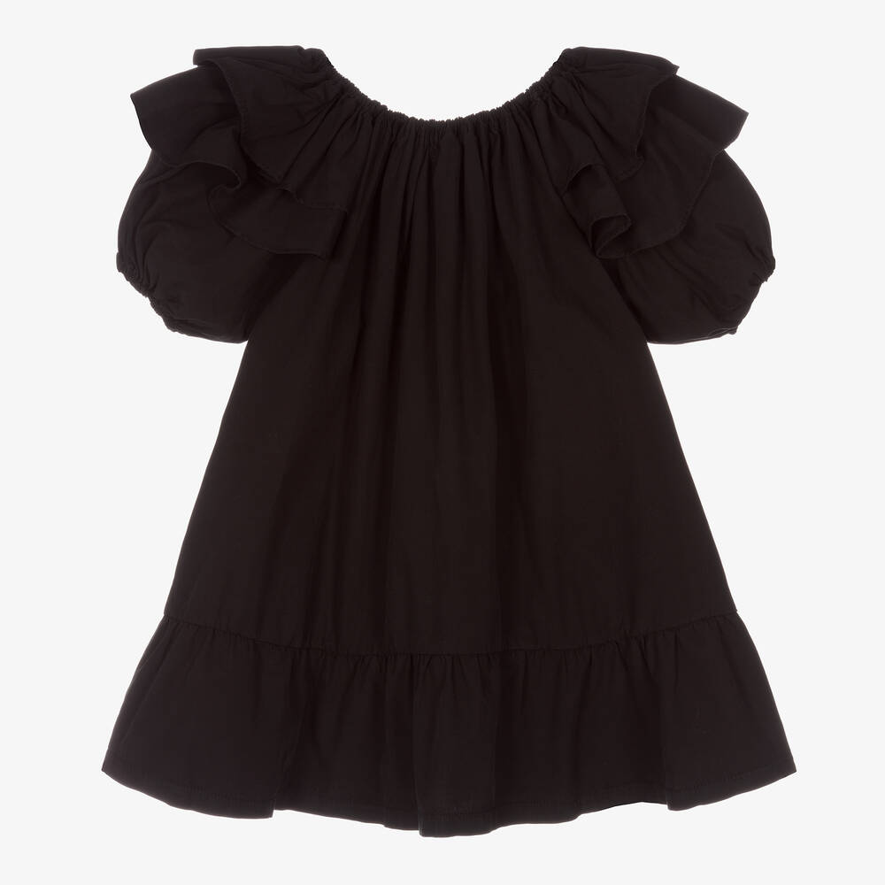 Andorine - Girls Black Cotton Dress | Childrensalon Outlet