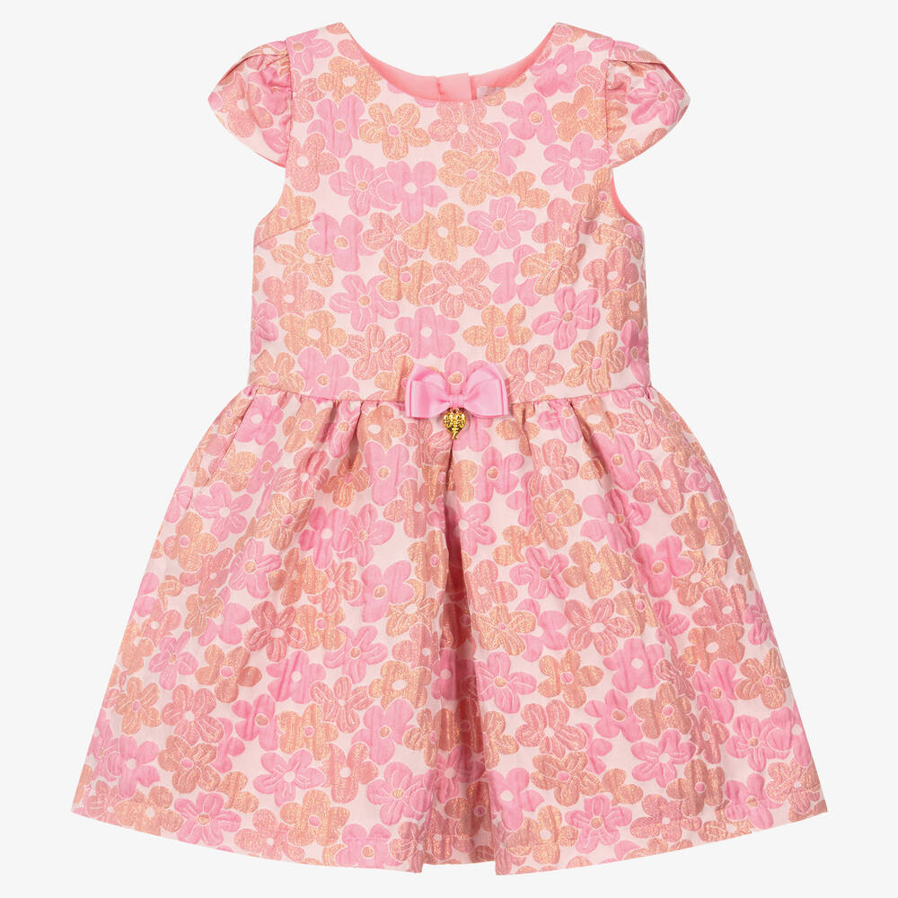 Angel's Face - Girls Pink Floral Jacquard Dress | Childrensalon Outlet