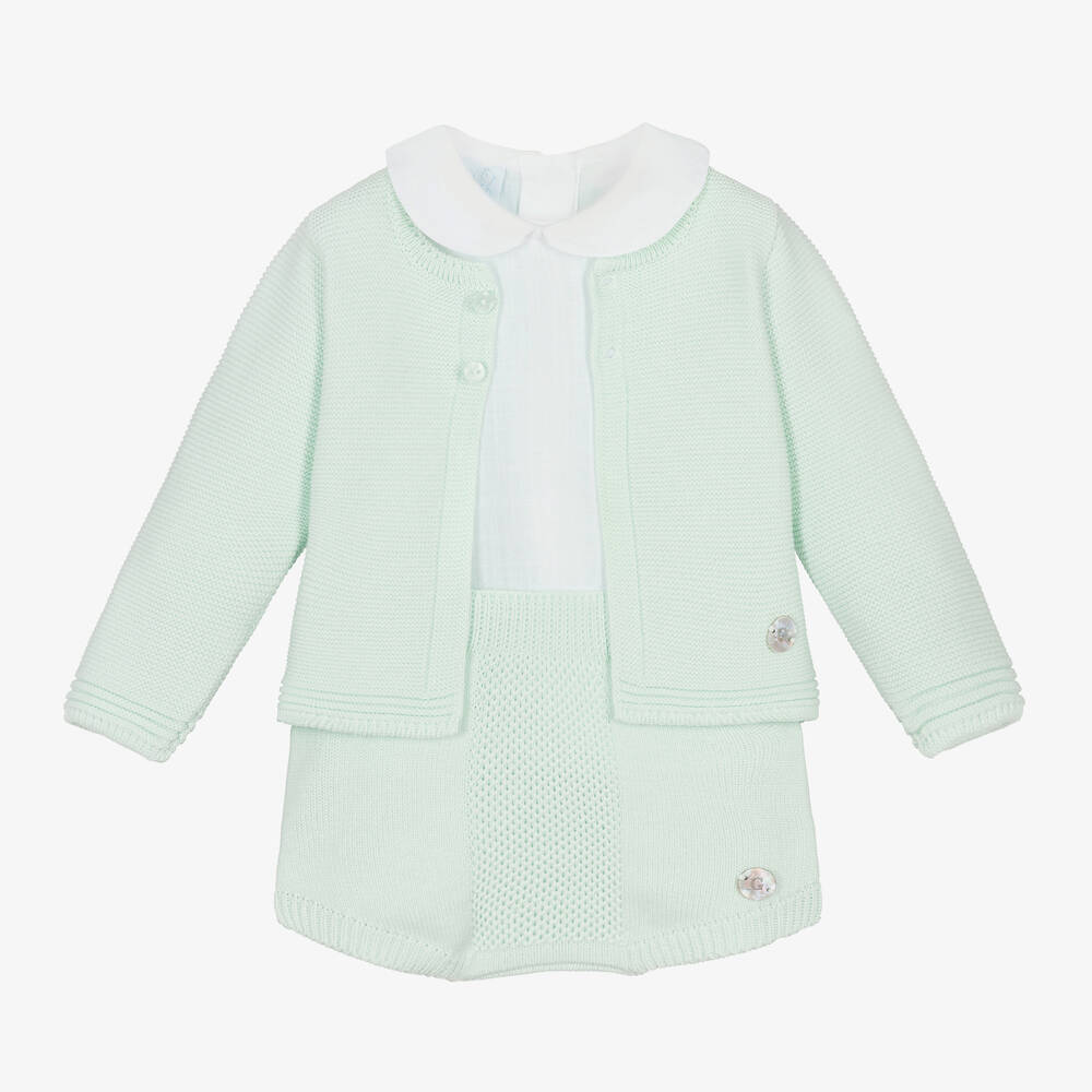 Artesanía Granlei - Ensemble short vert en maille bébé | Childrensalon