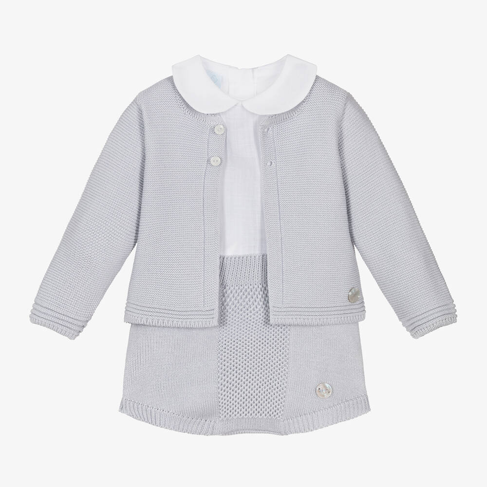 Artesanía Granlei - Ensemble short gris en maille bébé | Childrensalon