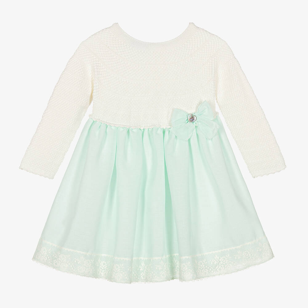 Artesanía Granlei - Baby Girls Ivory & Green Dress | Childrensalon