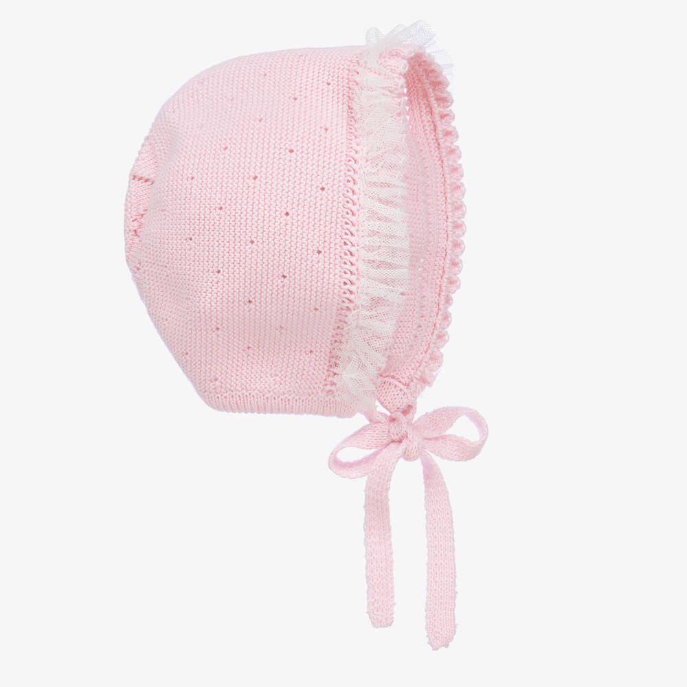 Artesanía Granlei - Bonnet rose à liseré en tulle bébé | Childrensalon