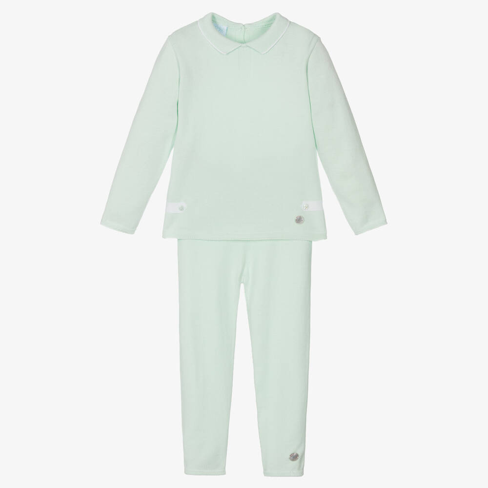 Artesanía Granlei - Boys Green Knitted Trouser Set | Childrensalon