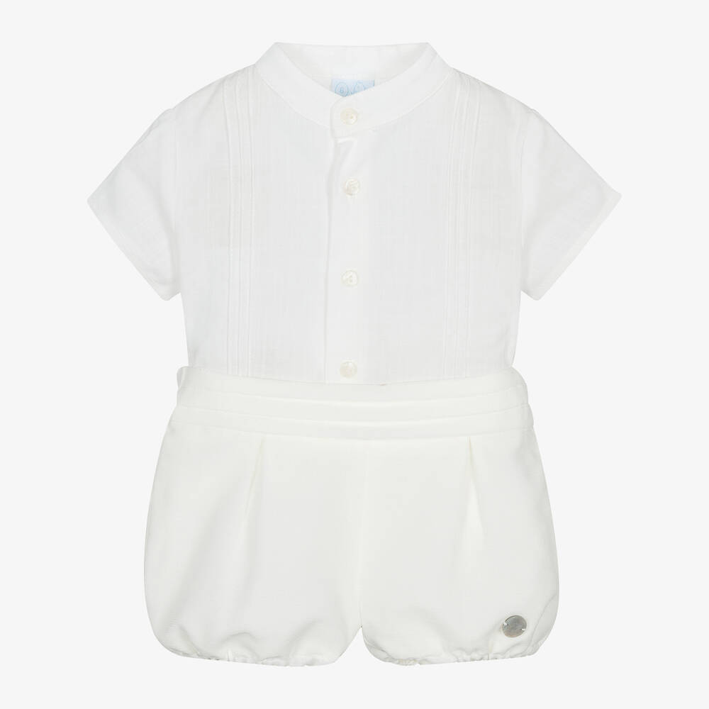 Artesanía Granlei - Boys Ivory Organic Cotton Shorts Set | Childrensalon