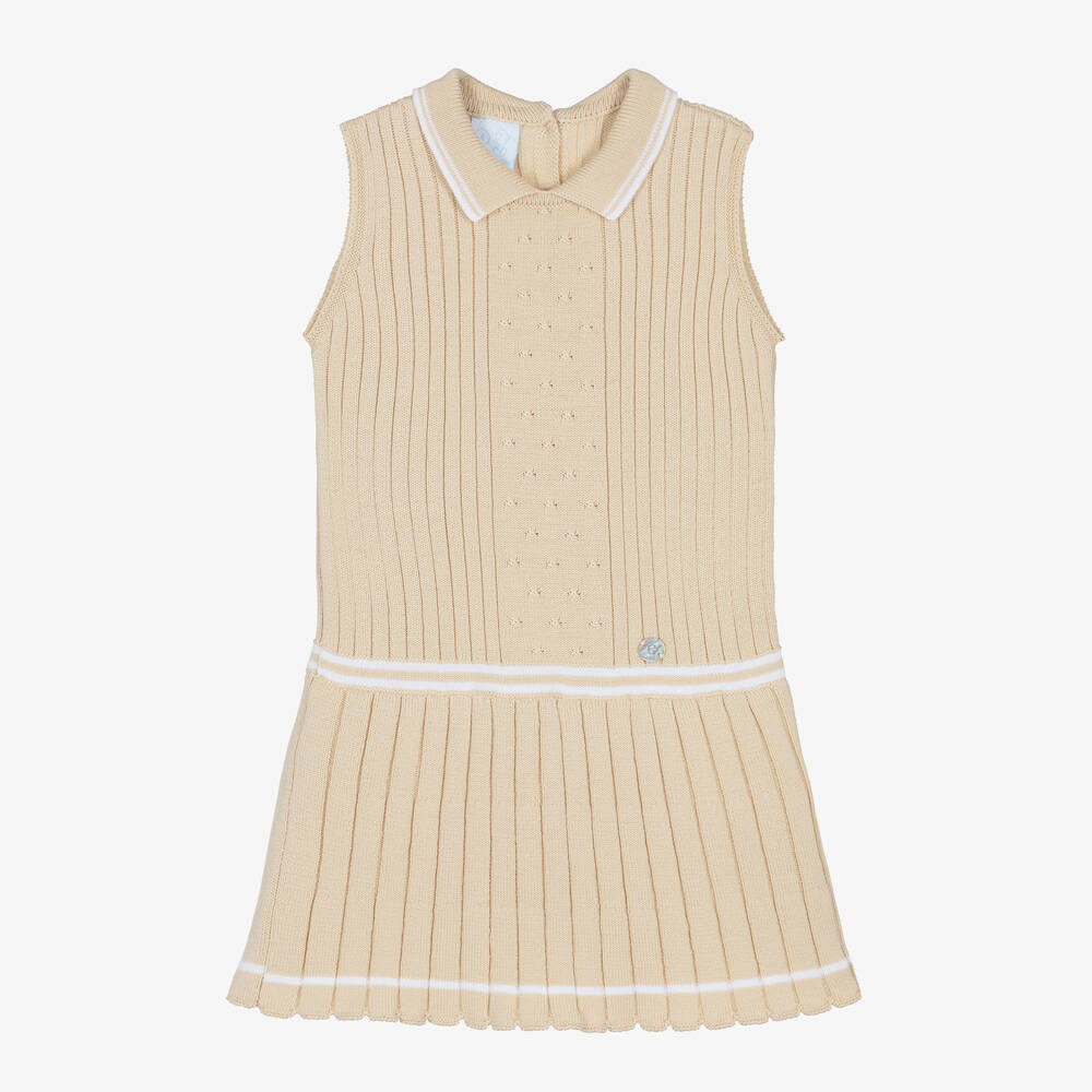 Artesanía Granlei - Robe beige côtelée fille | Childrensalon