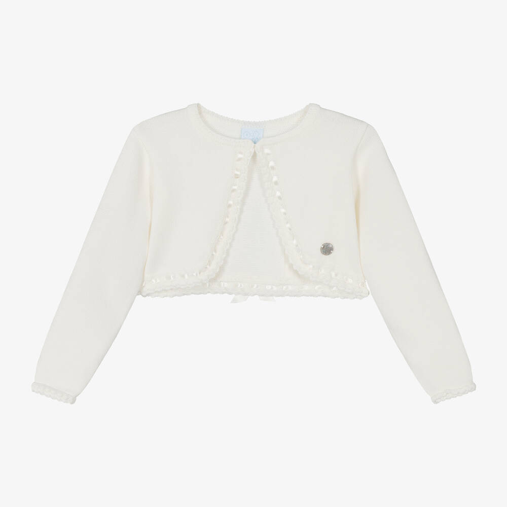 Artesanía Granlei - Girls Ivory Knitted Bolero Cardigan | Childrensalon