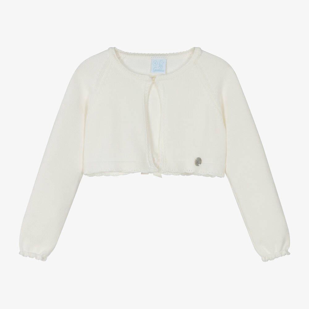 Artesanía Granlei - Girls Ivory Knitted Bolero Cardigan | Childrensalon