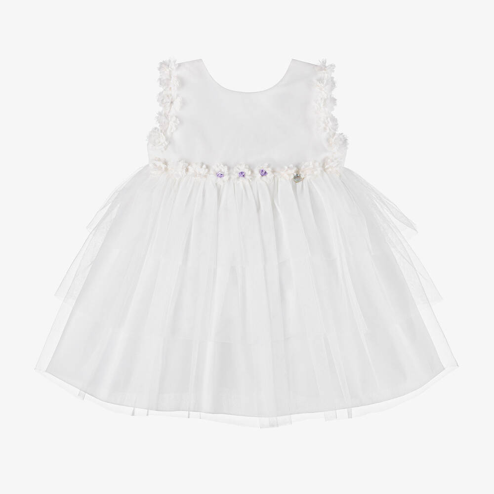 Artesanía Granlei - Robe ivoire en tulle à volants fille | Childrensalon