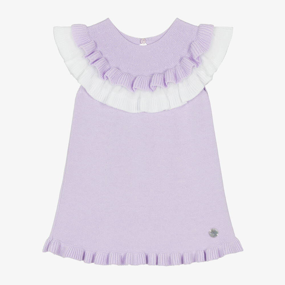 Artesanía Granlei - Girls Lilac Purple Knitted Dress | Childrensalon