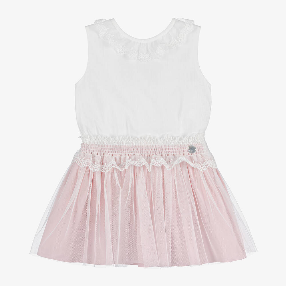 Artesanía Granlei - Ensemble jupe rose en coton et tulle | Childrensalon