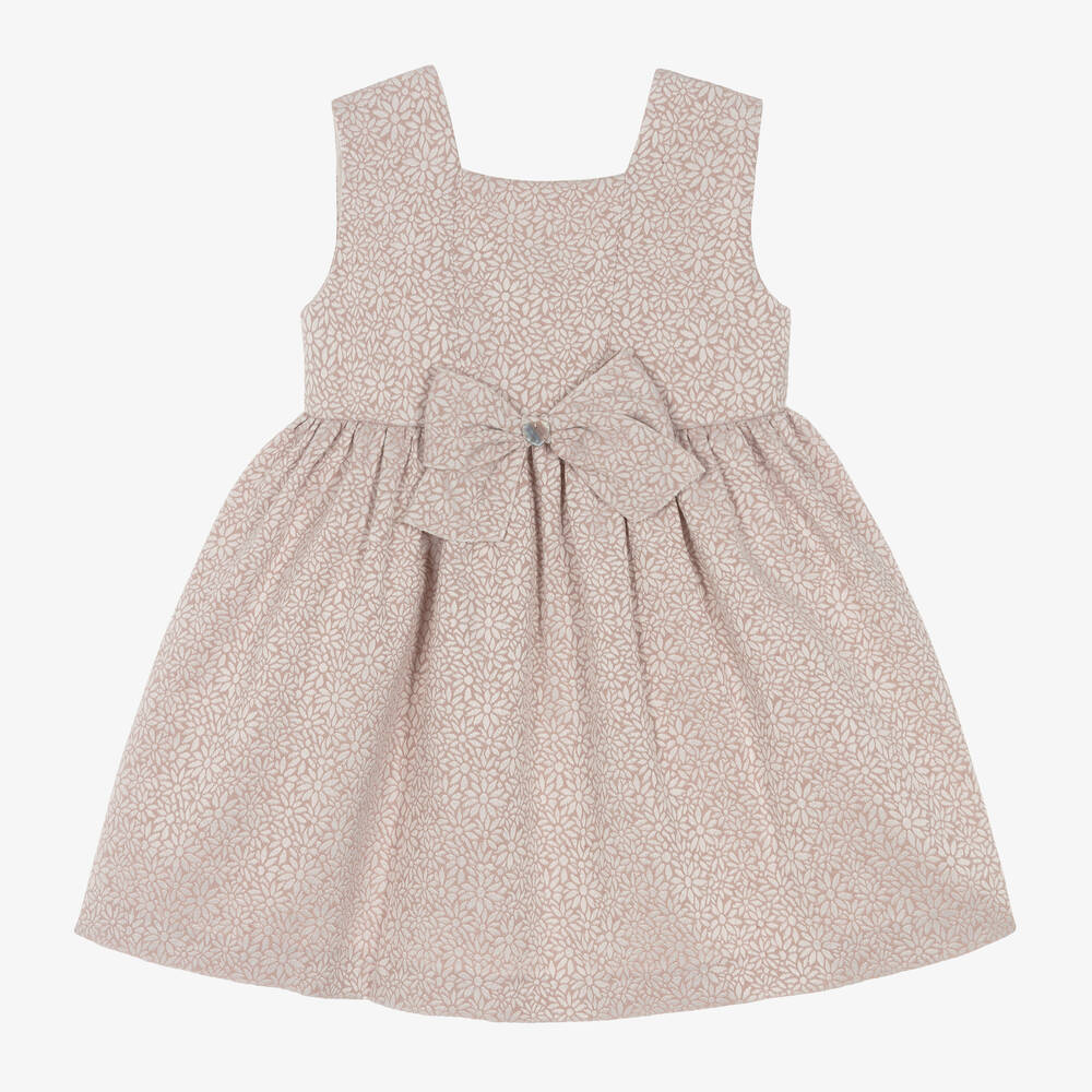 Artesanía Granlei - Girls Pink Floral Jacquard Dress | Childrensalon