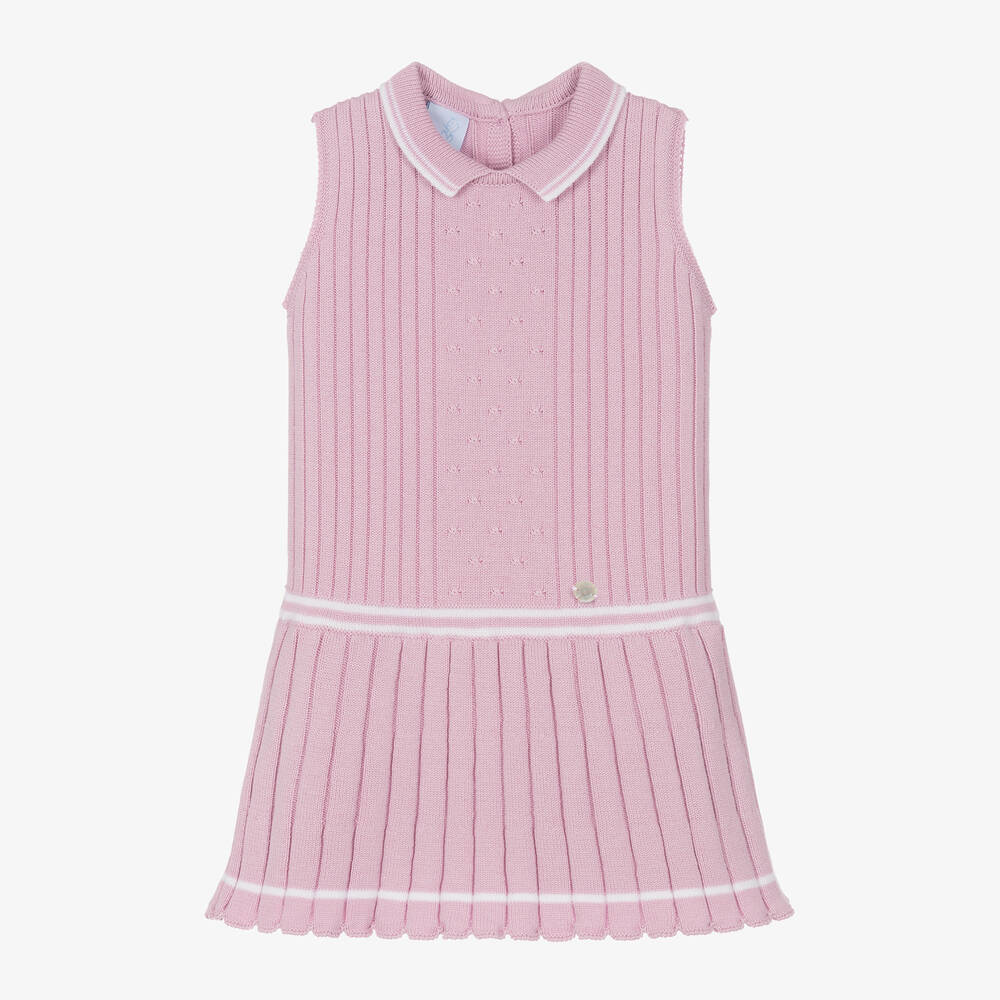 Artesanía Granlei - Robe rose en maille côtelée fille | Childrensalon