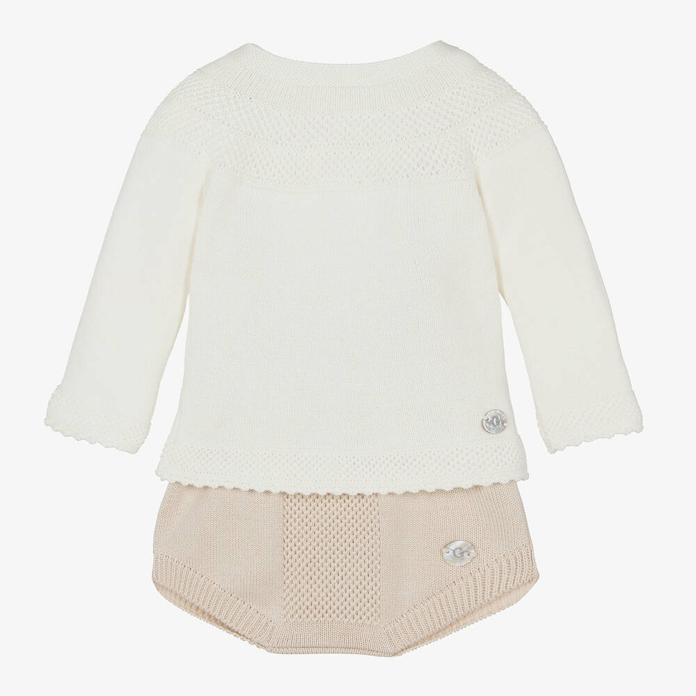 Artesanía Granlei - Ensemble short ivoire et beige bébé | Childrensalon