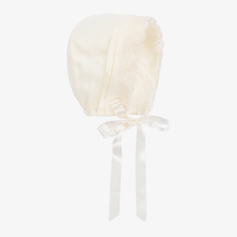 Artesanía Granlei - Ivory Lace Baby Bonnet | Childrensalon