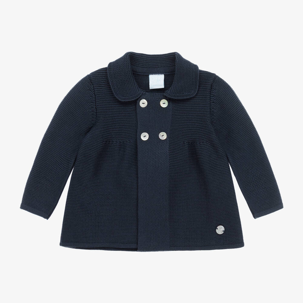 Artesanía Granlei - Navy Blue Knitted Baby Cardigan | Childrensalon