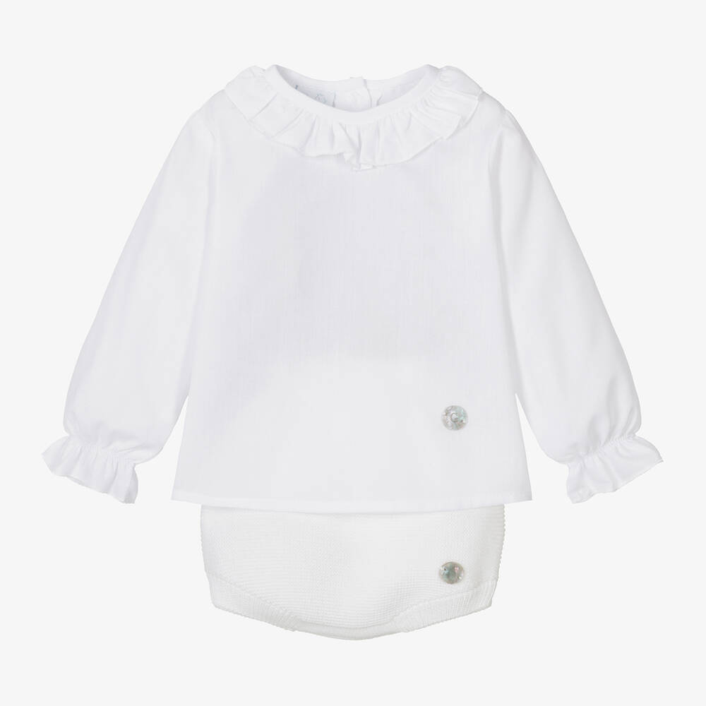 Artesanía Granlei - Ensemble short blanc en coton bébé | Childrensalon