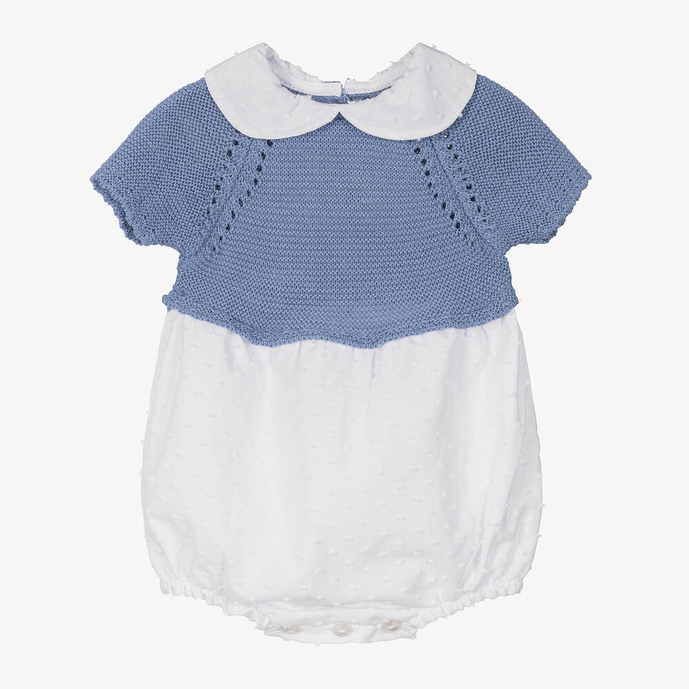 Babidu - Baby Boys Blue & White Shortie | Childrensalon