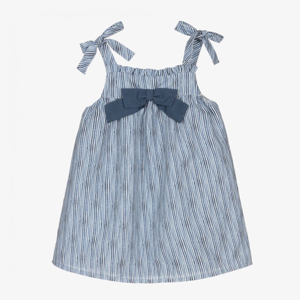 Babidu - Girls Blue Stripe Dress | Childrensalon Outlet