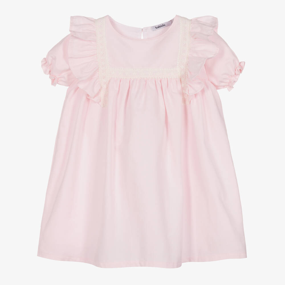 Babidu - Girls Pink Cotton Dress | Childrensalon Outlet