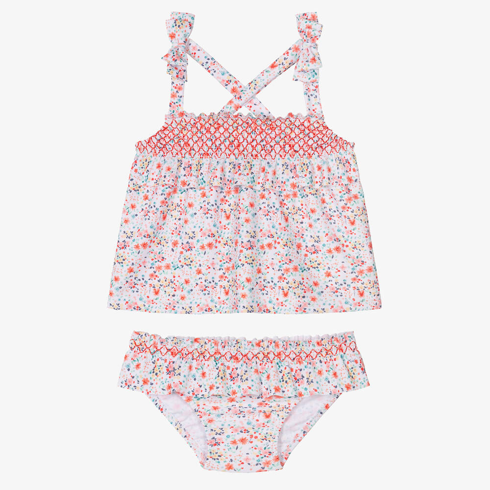 Babidu - Girls Red Floral Print Tankini | Childrensalon