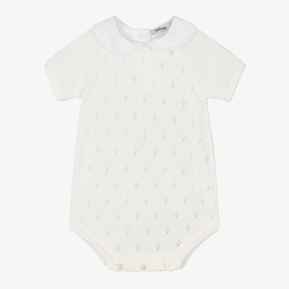 Babidu - Ivory Knitted Baby Shortie | Childrensalon