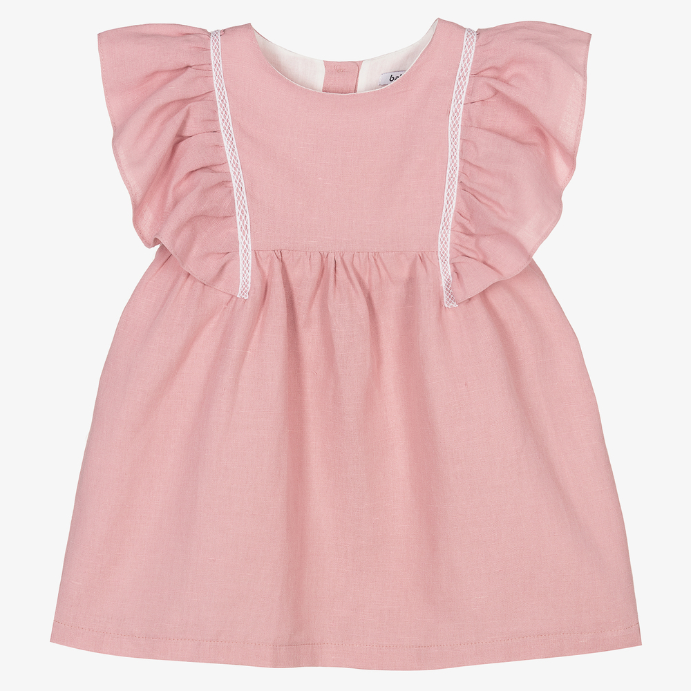 Babidu - Pink Cotton & Linen Dress | Childrensalon Outlet
