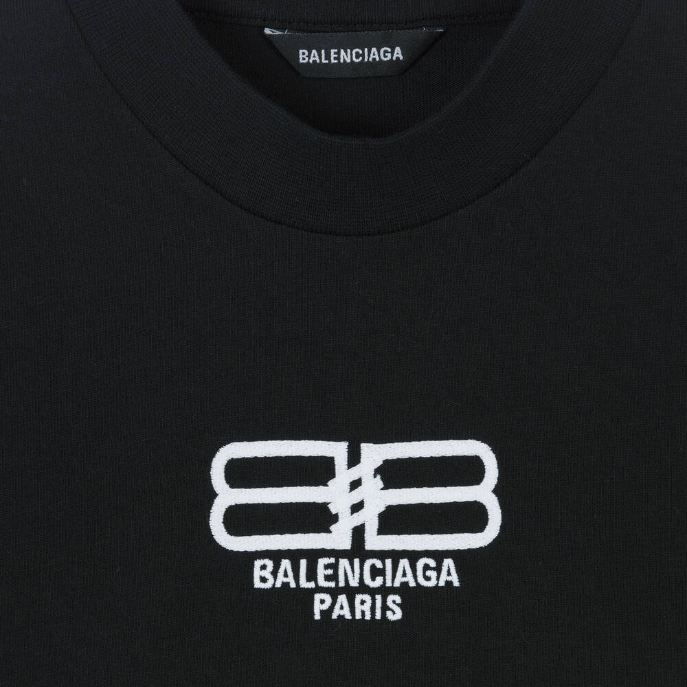 Balenciaga - Black BB Paris T-Shirt | Childrensalon Outlet