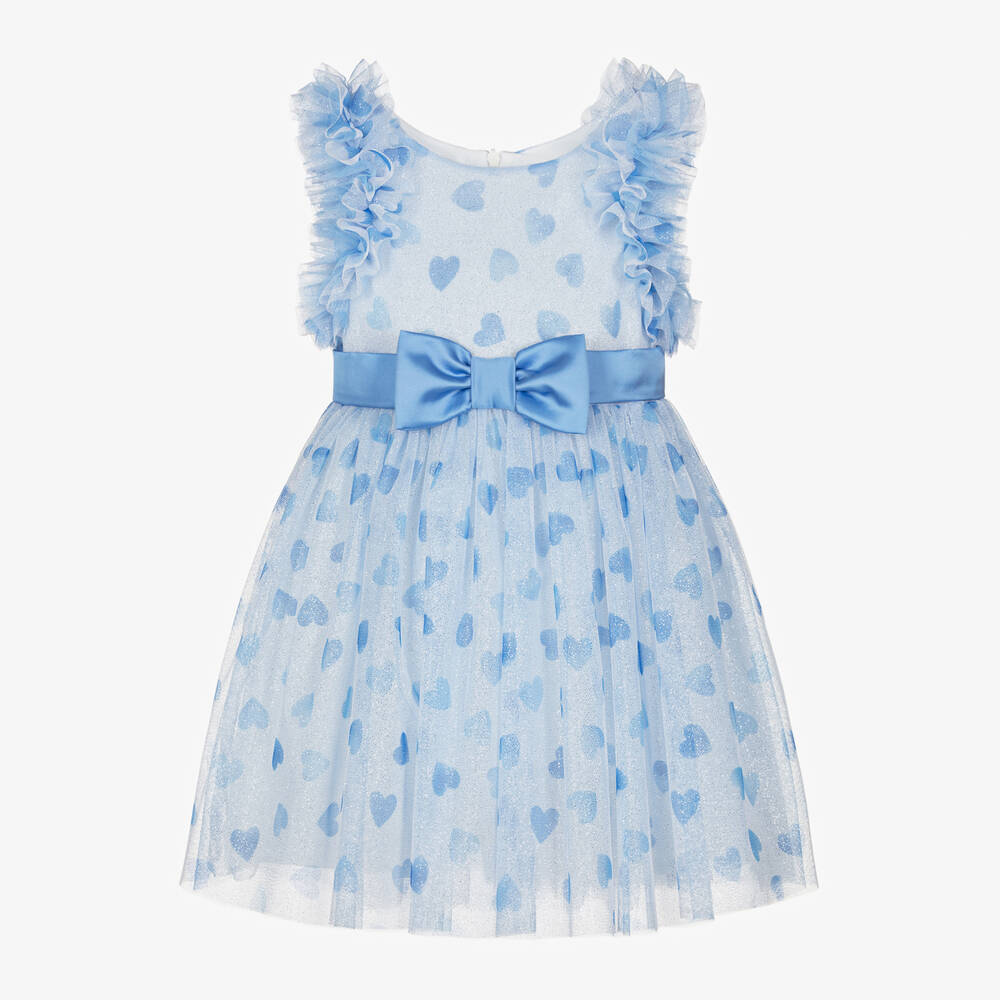 Balloon Chic - Robe bleue en tulle à cœurs fille | Childrensalon