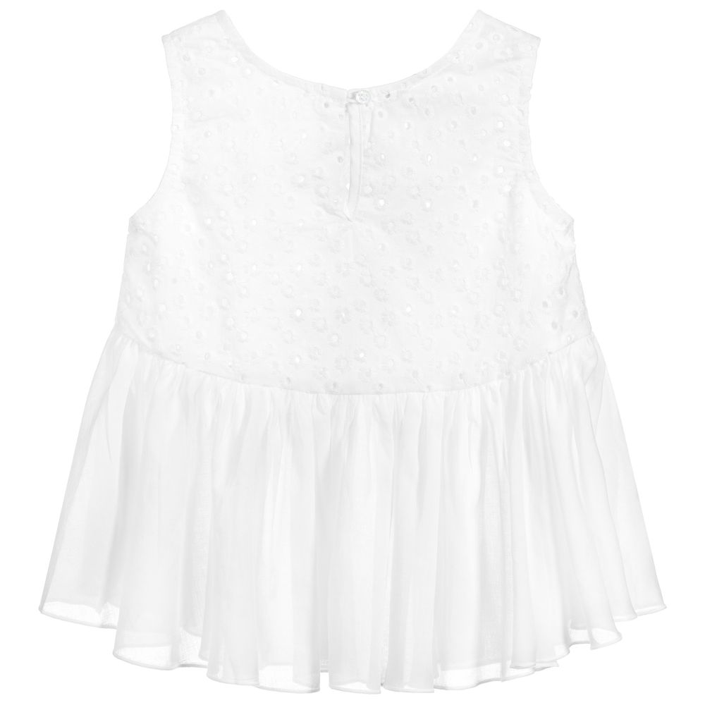 Balloon Chic - Girls Ivory Cotton Blouse | Childrensalon Outlet