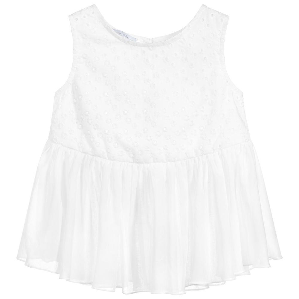 Balloon Chic - Girls Ivory Cotton Blouse | Childrensalon Outlet