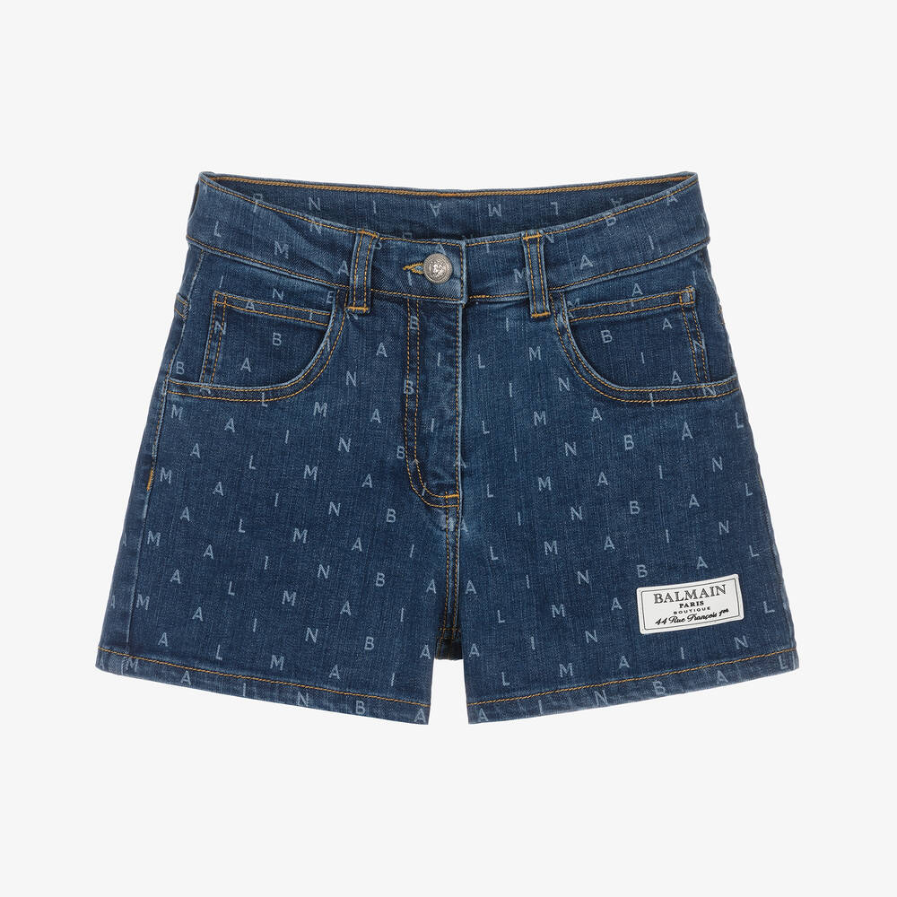 Balmain - Girls Blue Denim Shorts | Childrensalon