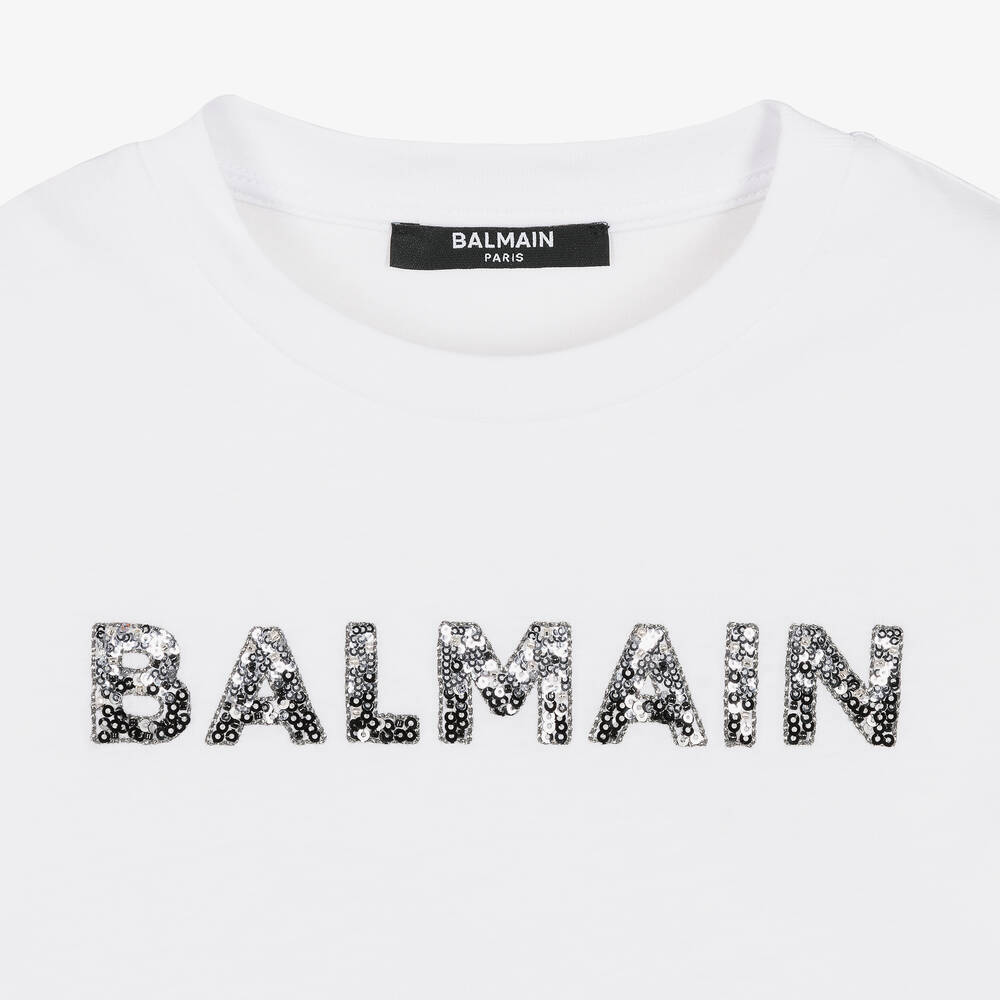 Balmain Kids appliqué-logo cotton sweatshirt - Black