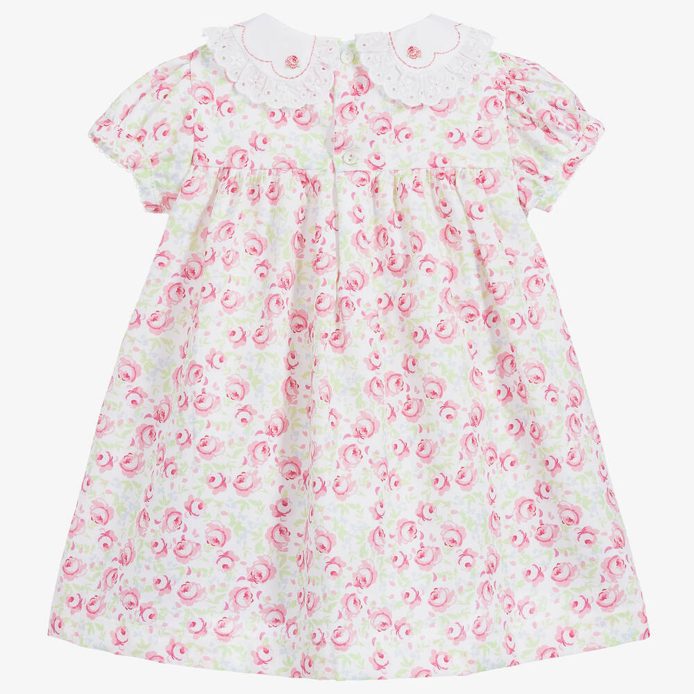 Beatrice & George - Girls Pink Floral Cotton Dress & Knickers ...