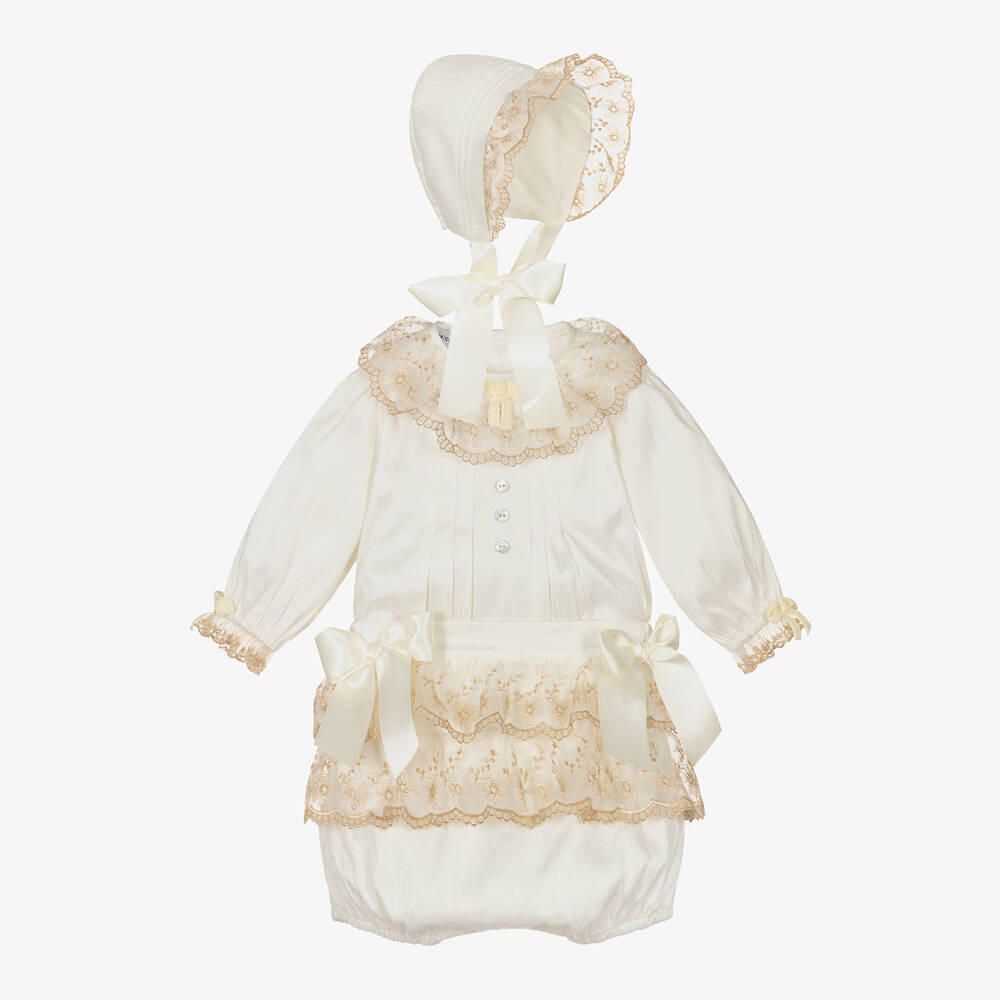 Beatrice & George - Ivory Satin & Lace Ceremony Outfit | Childrensalon