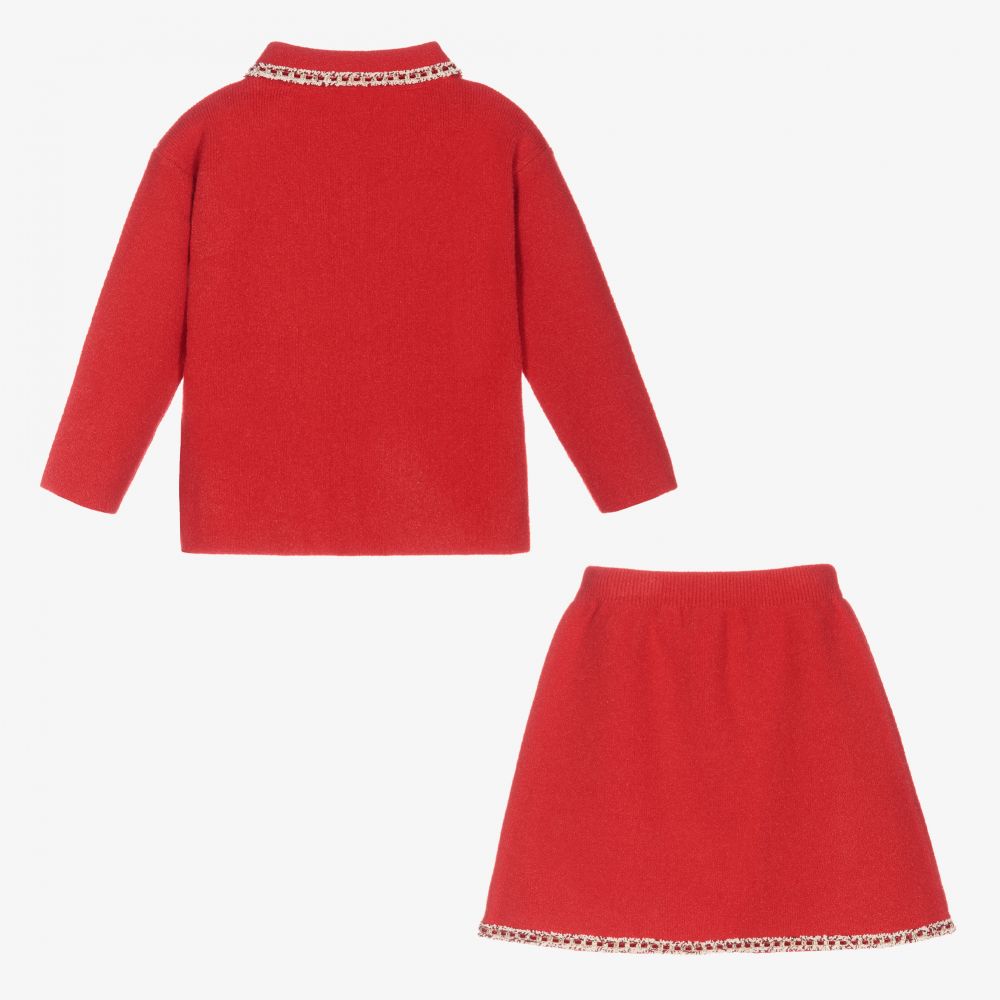 Beau KiD Girls Red Knitted Skirt Set Childrensalon Outlet