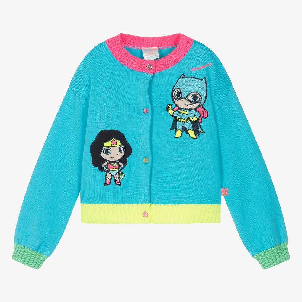 Billieblush - Blaue DC Baumwollstrickjacke für Mädchen | Childrensalon