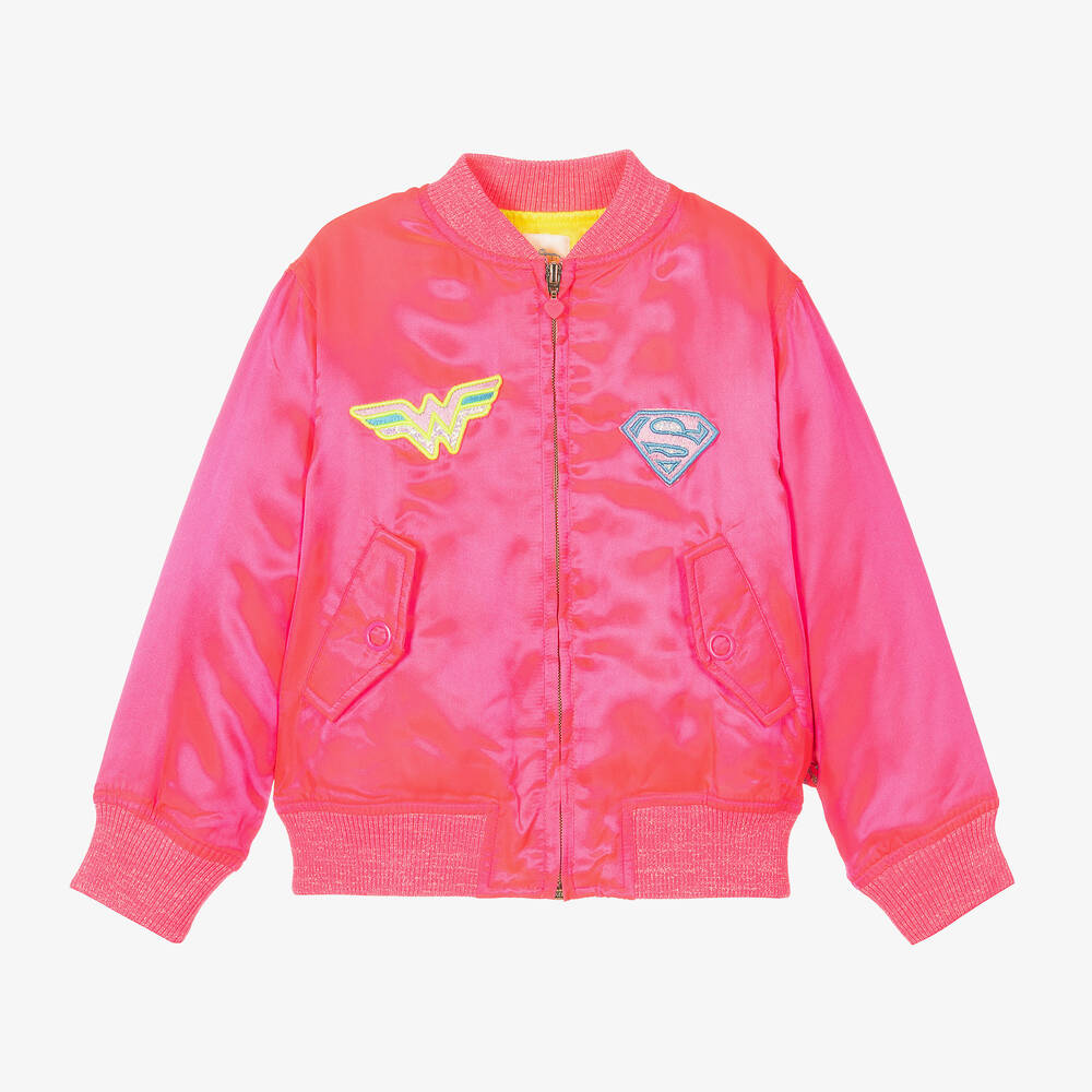 Billieblush - Bomber rose fluo en satin DC fille | Childrensalon