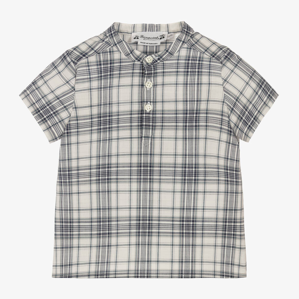 Bonpoint - Baby Boys Blue Check Cotton Shirt | Childrensalon