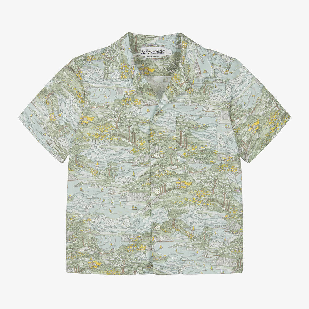 Bonpoint - Boys Blue Liberty Print Shirt | Childrensalon