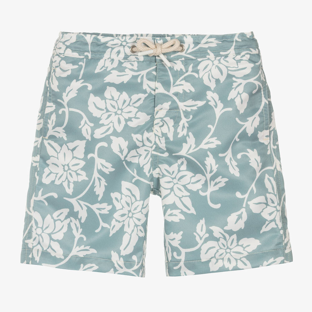 Bonpoint - Boys Green Floral Swim Shorts | Childrensalon