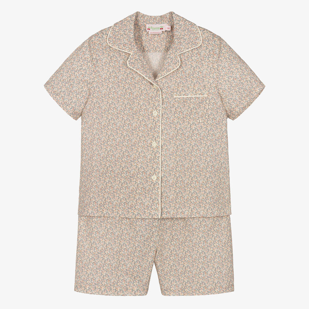 Bonpoint - Girls Pink Cotton Liberty Print Pyjamas | Childrensalon