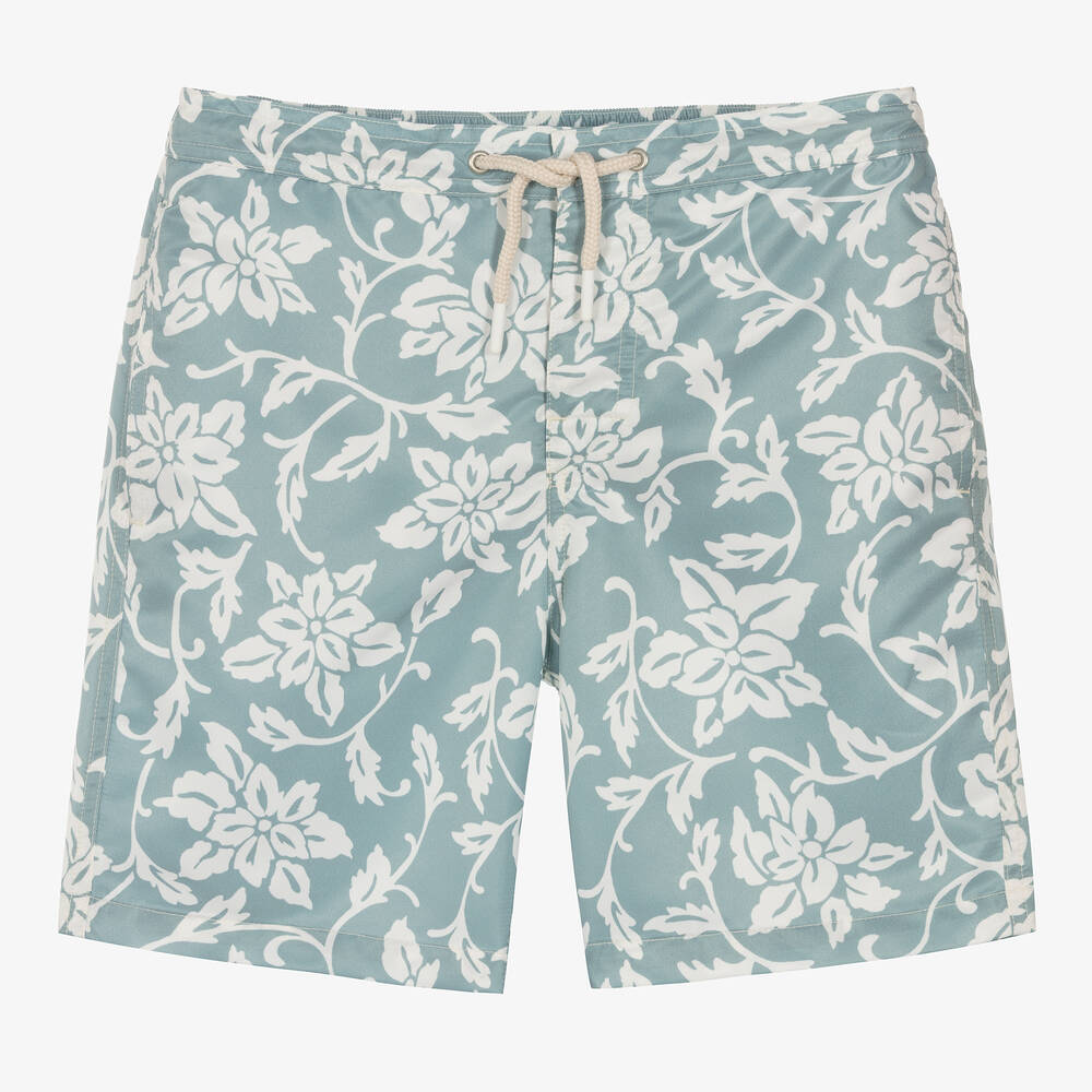 Bonpoint - Teen Boys Green Floral Swim Shorts | Childrensalon